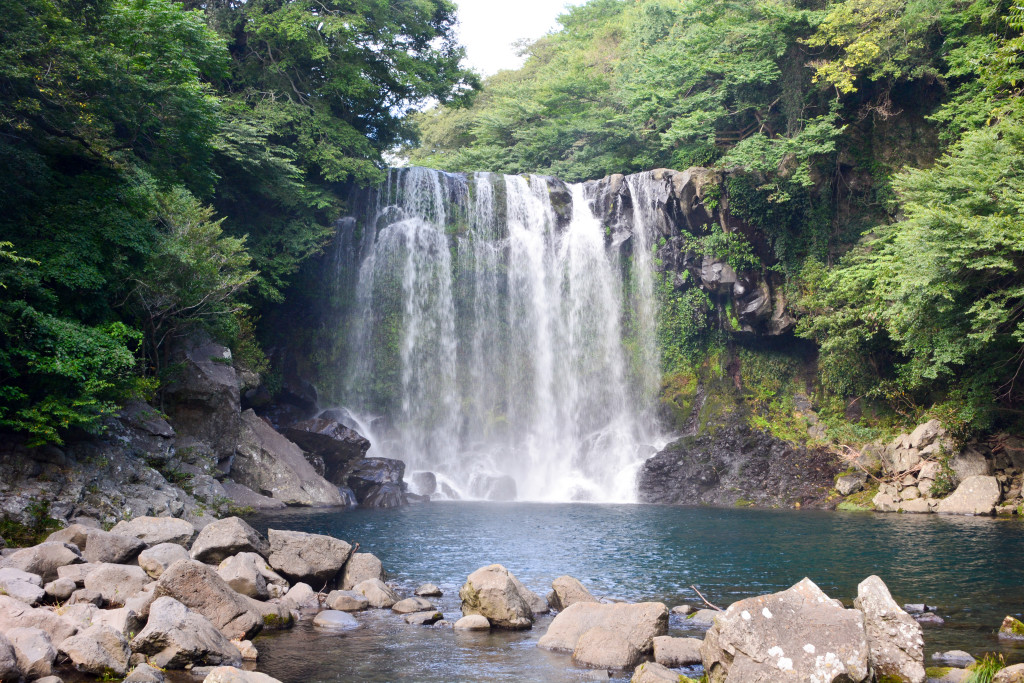 One of the many waterfalls we visited in Jeju