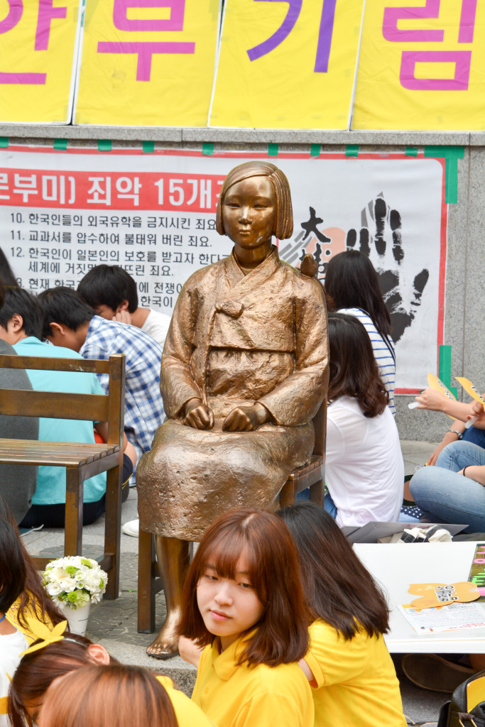 The comfort women statue opposite the Japanese Embassy